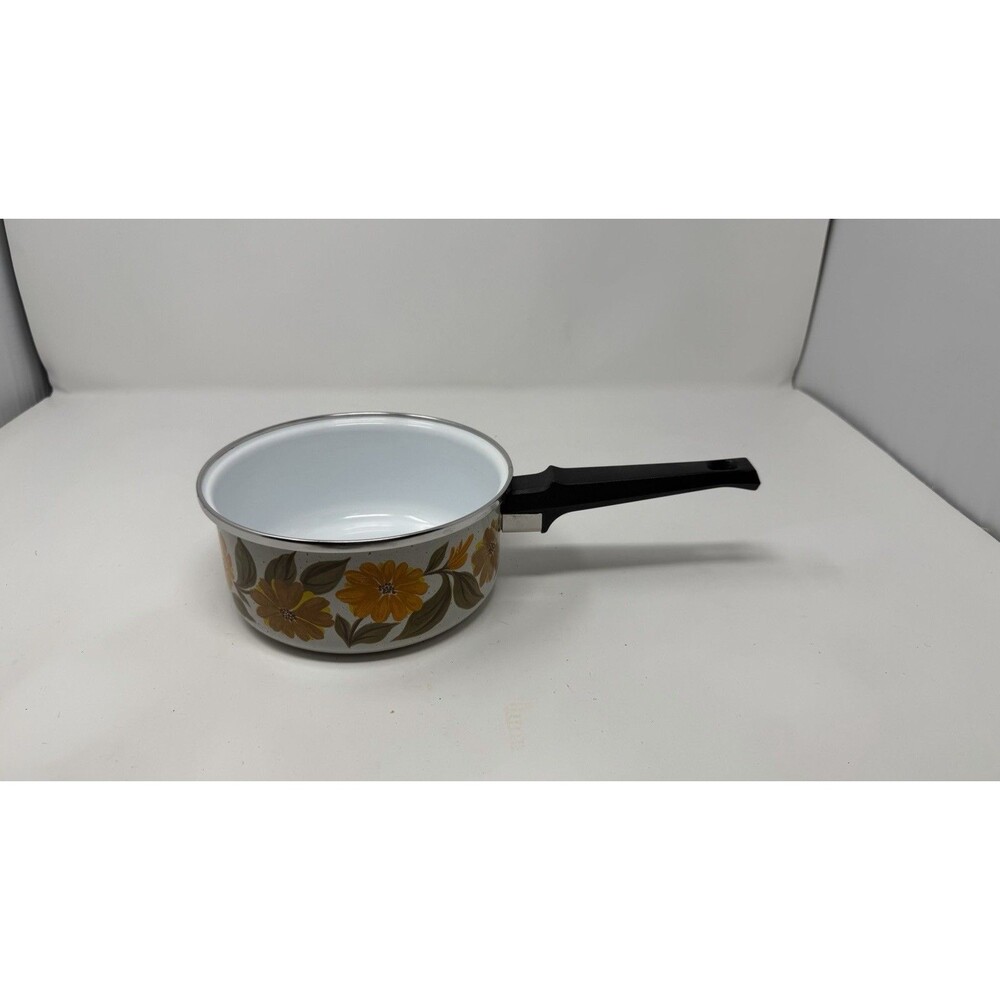 JMP Capri Enamelware Sauce Pot With Handle Pot - NO Lid Retro Floral